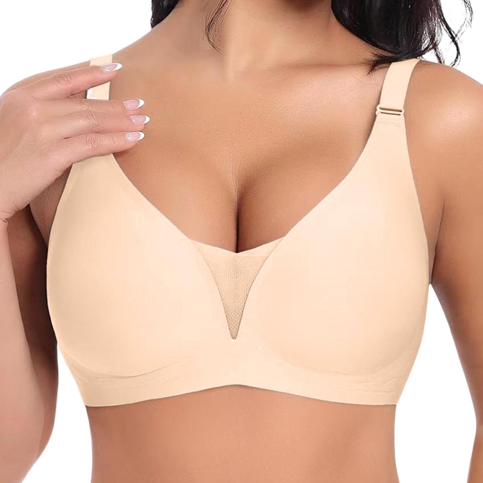 thumbnail image 3 of Sujetador sexy con escote en V profundo para mujer, tallas grandes - Sin costuras, sin aros, push up, nailon/spandex - Tallas S-XL, US 34-40, 3 of 6